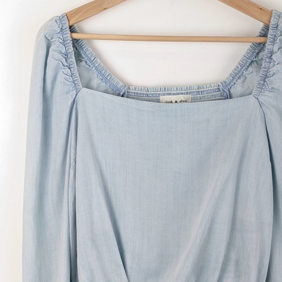 Anthropolgie Cloth And Stone Smocked Chambray Top - Picture 6 of 9